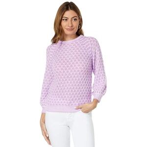 Lilly Pulitzer Corabelle Purple iris honeycomb Puff Sleeve Knit Sweater